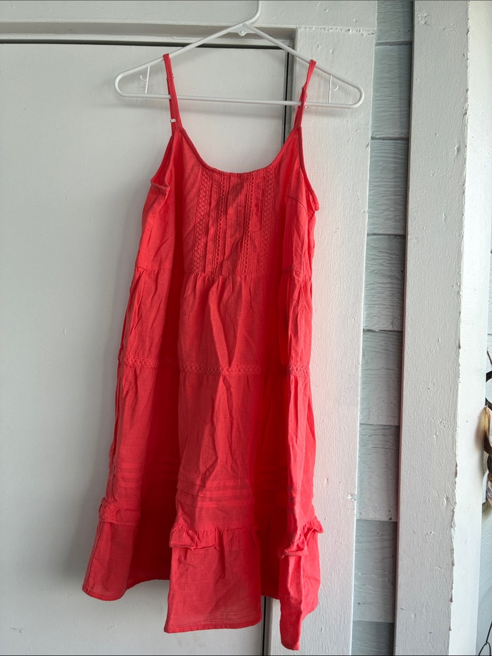 Vero Moda Coral Red Spaghetti-Strap Midi Dress